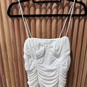 Elegant White Ruched Dress